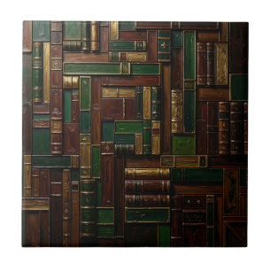 Antikes Bücherregal der Bibliothek Grün Gold Fliese