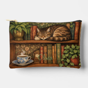 Antikes Bücherregal mit Katze und Kaffee Zubehörtasche