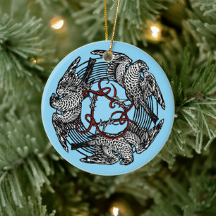 Antikes Buchzeichen Drei Hawks William de Morgan Keramik Ornament