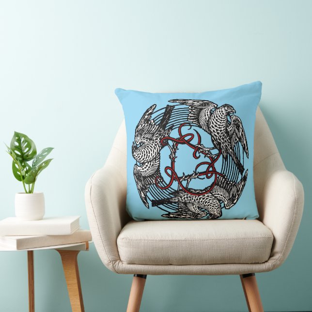 Antikes Buchzeichen Drei Hawks William de Morgan Kissen (Stuhl )