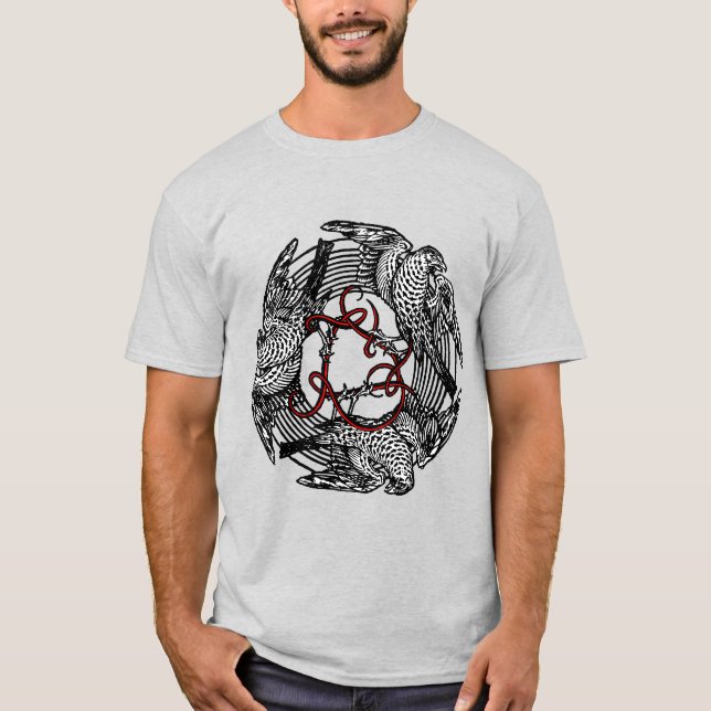 Antikes Buchzeichen Drei Hawks William de Morgan T-Shirt (Vorderseite)