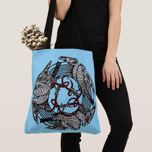 Antikes Buchzeichen Drei Hawks William de Morgan Tasche (Von Nahem)