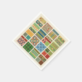 Antikes buntes Patchwork Papier Napkin Serviette
