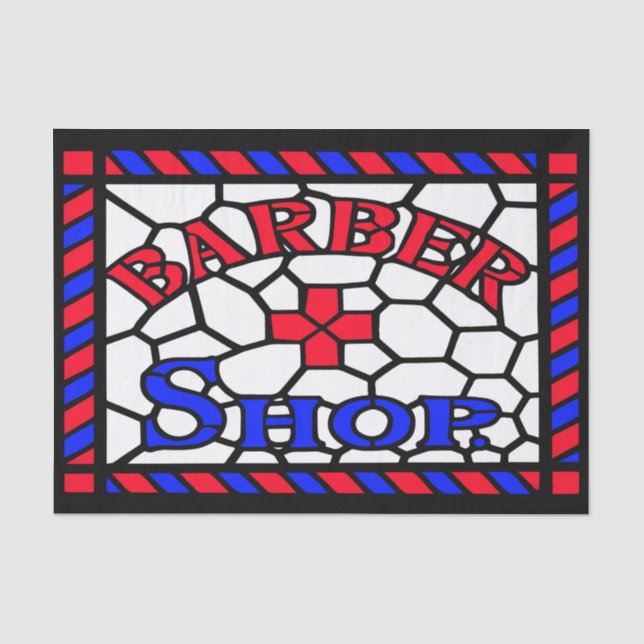 Antikes Buntglas-Friseursalon-Zeichen Seidenpapier (Vorderseite)