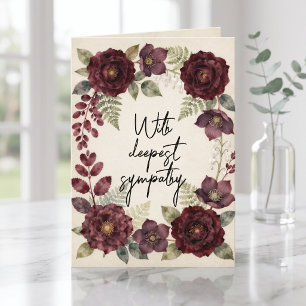 Antikes burgunderrotes Aquarell-Blumen-Sympathie Karte