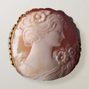 Antikes Cameo, Vintager Cameo-Schmuck Rundes Kissen