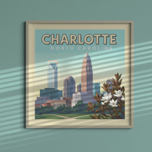 Antikes Charlotte North Carolina Poster