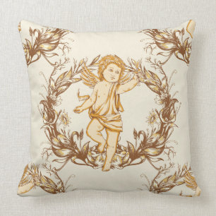 Antikes Cherub-Wreath-Muster Kissen