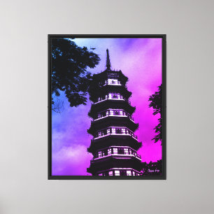 Antikes China Kanton die blumige Pagode Leinwanddruck