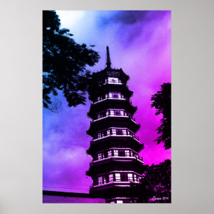 Antikes China Kanton die blumige Pagode Poster