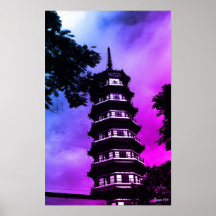 Antikes China Kanton die blumige Pagode Poster