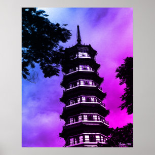 Antikes China Kanton die blumige Pagode Poster