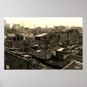 Antikes China Kanton Stadt Poster