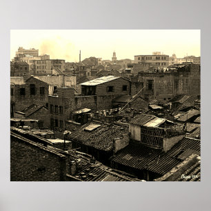 Antikes China Kanton Stadt Poster
