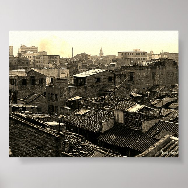Antikes China Kanton Stadt Poster (Vorne)