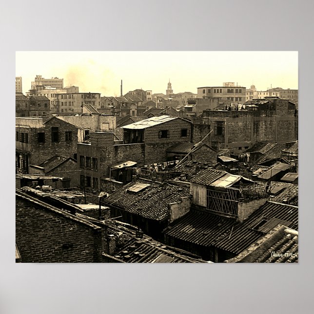 Antikes China Kanton Stadt Poster (Vorne)