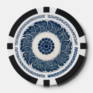 Antikes chinesisches blau-weißes Porzellanmuster Pokerchips