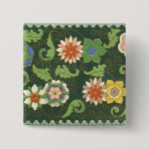 Antikes chinesisches Cloisonné-Muster: Jade Grün Button