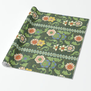 Antikes chinesisches Cloisonné-Muster: Jade Grün Geschenkpapier