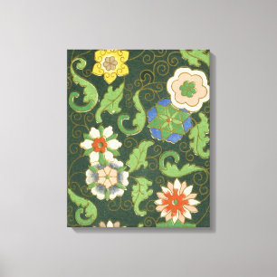 Antikes chinesisches Cloisonné-Muster: Jade Grün Leinwanddruck