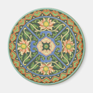 Antikes chinesisches Cloisonné-Muster: Jade Grün Magnet