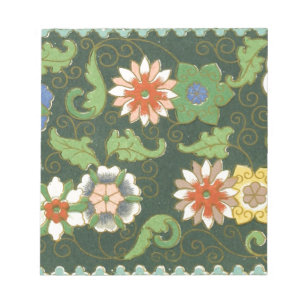 Antikes chinesisches Cloisonné-Muster: Jade Grün Notizblock