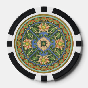 Antikes chinesisches Cloisonné-Muster: Jade Grün Pokerchips