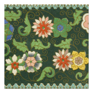 Antikes chinesisches Cloisonné-Muster: Jade Grün Poster