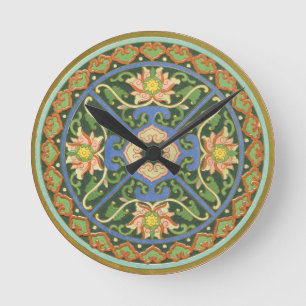 Antikes chinesisches Cloisonné-Muster: Jade Grün Runde Wanduhr