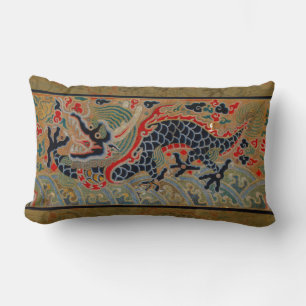 Antikes chinesisches Drache Seidenstickerei-Muster Lendenkissen