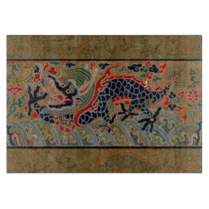 Antikes chinesisches Drache Seidenstickerei-Muster Schneidebrett