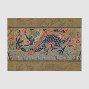 Antikes chinesisches Drache Seidenstickerei-Muster Seidenpapier