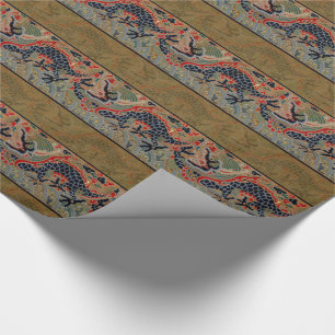 Antikes chinesisches Drachen-Seidenstickereimuster Geschenkpapier