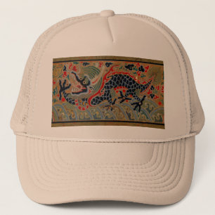 Antikes chinesisches Drachen-Seidenstickereimuster Truckerkappe