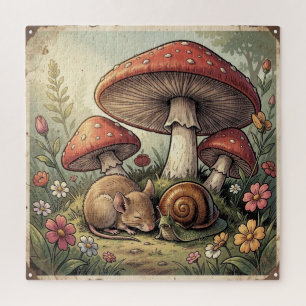 Antikes Cottage Core Pilze und Wildtiere