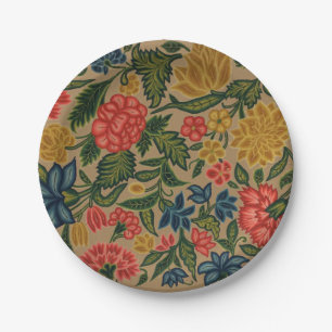 Antikes Crewel-Blumenstickereimuster Pappteller