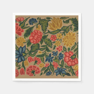 Antikes Crewel-Blumenstickereimuster Serviette