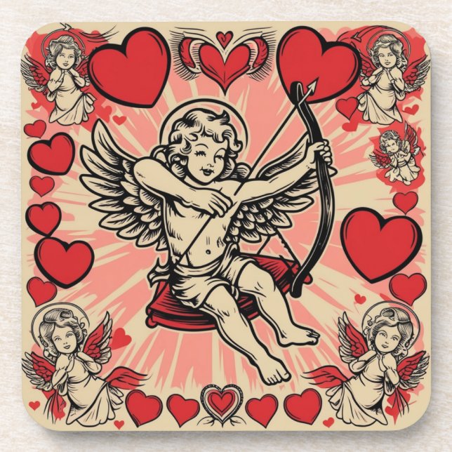 Antikes Cupide Liebe Getränkeuntersetzer (Vorderseite)