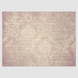 Antikes Damast und Schriftzug in Gold und Rosa, ab Seidenpapier