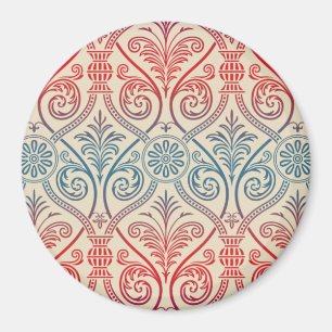 Antikes Damast-Wallpaper - blau violett rot Magnet