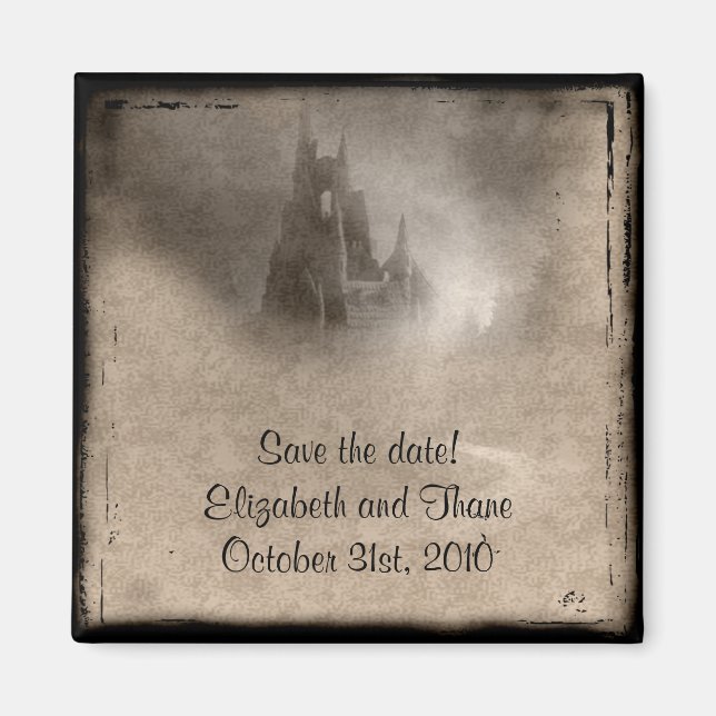 Antikes Dark Castle Gothic Save the Date Magnet (Vorne)