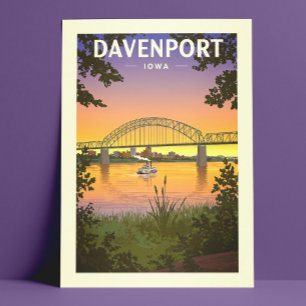 Antikes Davenport Iowa Postkarte