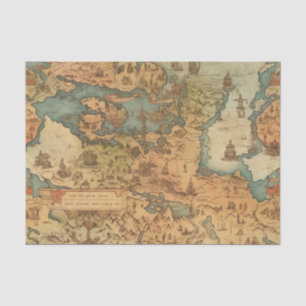 Antikes Decoupage-Papier mit alter Weltkarte Seidenpapier