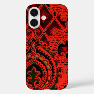 Antikes dekoratives Textil-Wallpaper-Muster iPhone 16 Hülle