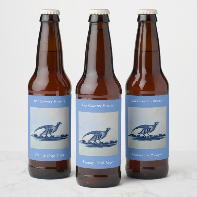 Antikes Delft Blauer Tile - Groß im Gras Bierflaschenetikett (Flaschen)
