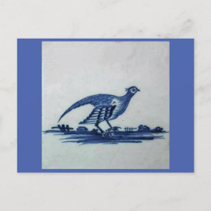 Antikes Delft Blauer Tile - Groß im Gras Postkarte