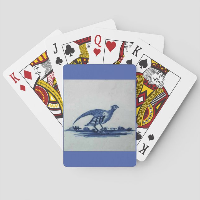 Antikes Delft Blauer Tile - Groß im Gras Spielkarten (Rückseite)