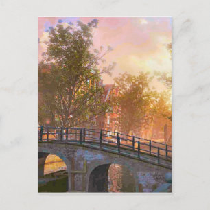 Antikes Delft, Brücke über einen Kanal Postkarte