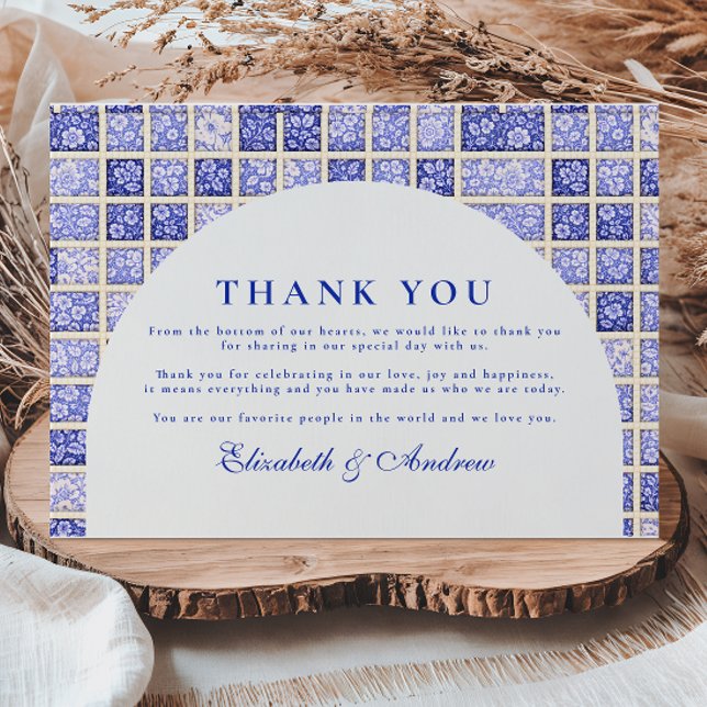 Antikes Delft Patchwork Hochzeit Dankeskarte (Von Creator hochgeladen)