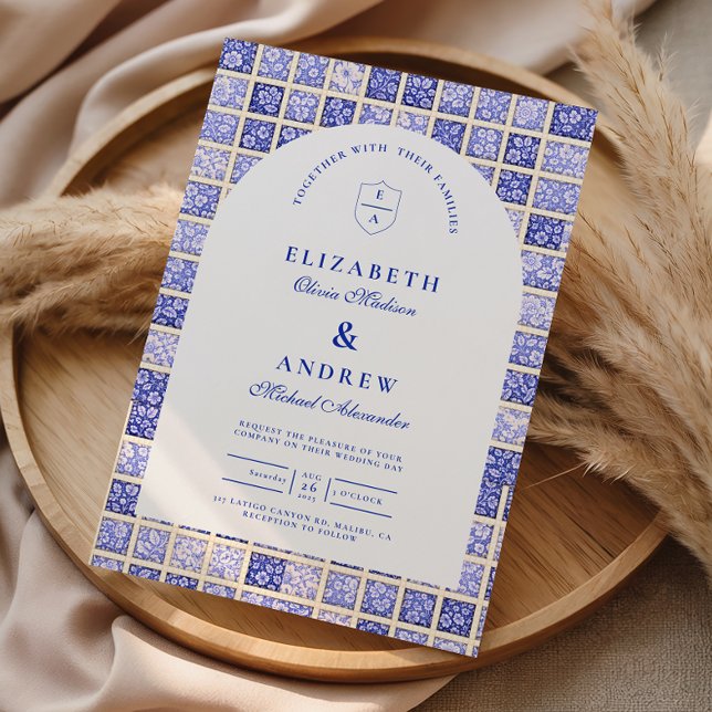 Antikes Delft Patchwork Hochzeit Einladung (Von Creator hochgeladen)